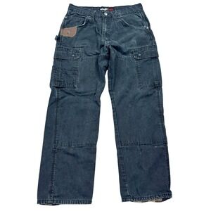 Wrangler Riggs Pants Men's 32x32 Black Carpenter Cargo Flannel Lined Workwear